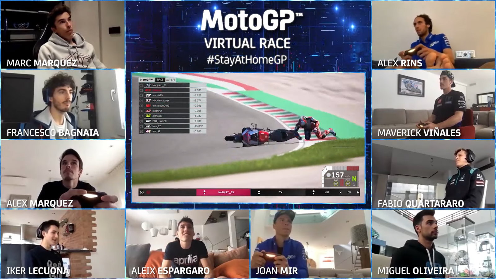 MotoGP Virtual Race: Quartararo, Vinales turn one tangle!